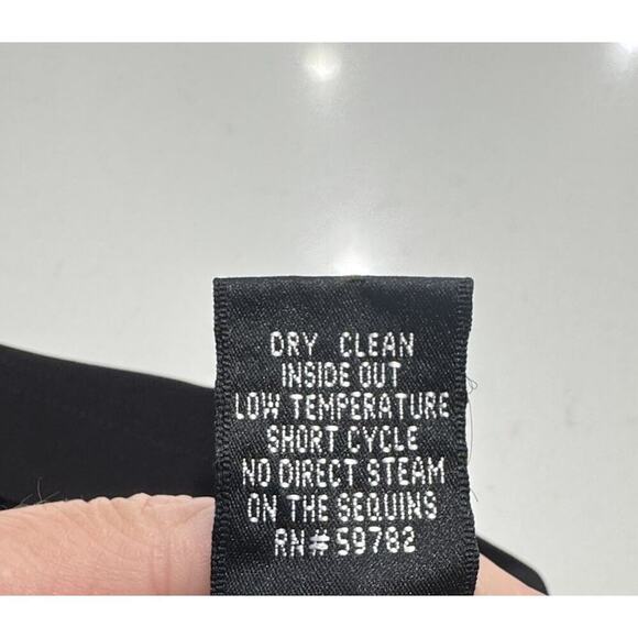 Vintage Adrianna Papell Size 6 Blouson Black Mini Dress Sequin Open Back Sexy - Picture 7 of 8